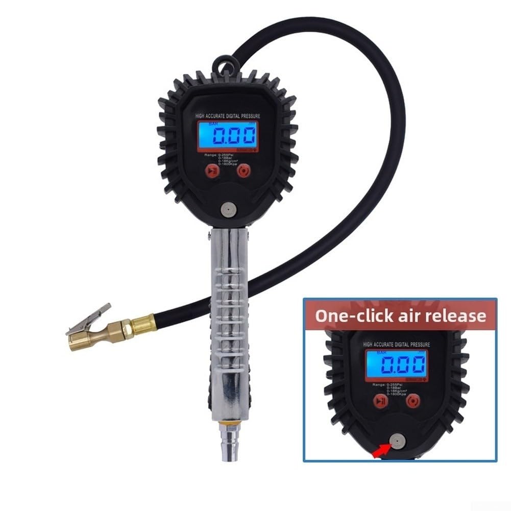 Manomètre numérique de pression des pneus 0-255 PSI avec LCD, 4 unités, tuyau