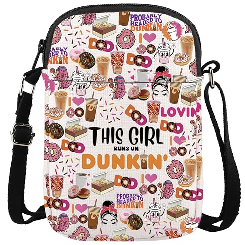 WCGXKO Donut Coffee Gift Dunkin Messenger Bag Dunkie Junkie Gift Coffee Donut Lover Crossbody Purses Bag Christian Gift