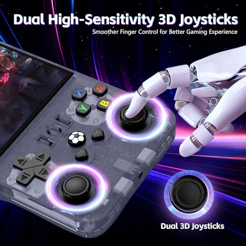 Image of R36MAX Retro Handheld Game Console, Retro Gaming Console 4.0'' IPS HD Screen, Portable Video Game Console with Open Linux System & 4000mAh Battery (Transparent Gray 64GB)