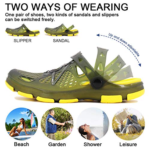 Image of beister Mens Clogs Non Slip Water Shoes with Adjustable Strap, Lightweight Slip on Mules Garden Kitchen Outdoor Beach Yard Pool Shower Summer Sandals Slippers