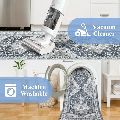 Yamaziot Boho Washable Kitchen Rugs Sets of 3, Non Slip Kitchen Mats for Floor with Rubber Backing, Waterproof & Stain Resistant Thick Carpet Runner Throw Rug for Kitchen, Laundry Room, Hallway — view 4