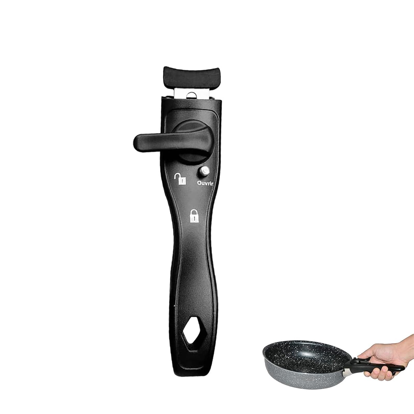 Manico Rimovibile Antiscottatura Per Pentole E Casseruole – Ergonomico In Legno E Silicone, Adatto A Tutte Le Stufe (Nero)