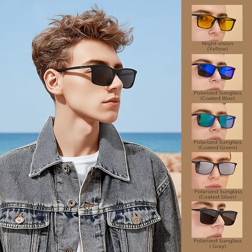 Bauhaus Magnetic Clip on Sunglasses for Men & Women Polarized UV Protection Retro Square Eyeglasses Fit Over Night Driving3