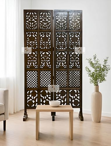 Image of Wooden Partition for Living Rooms Wall Dividers,Screen Separator Wall Divider for Hall Wall Panels for Living Room /Kitchen /Bedroom /Office /Restaurant (2-Panel with Stands)