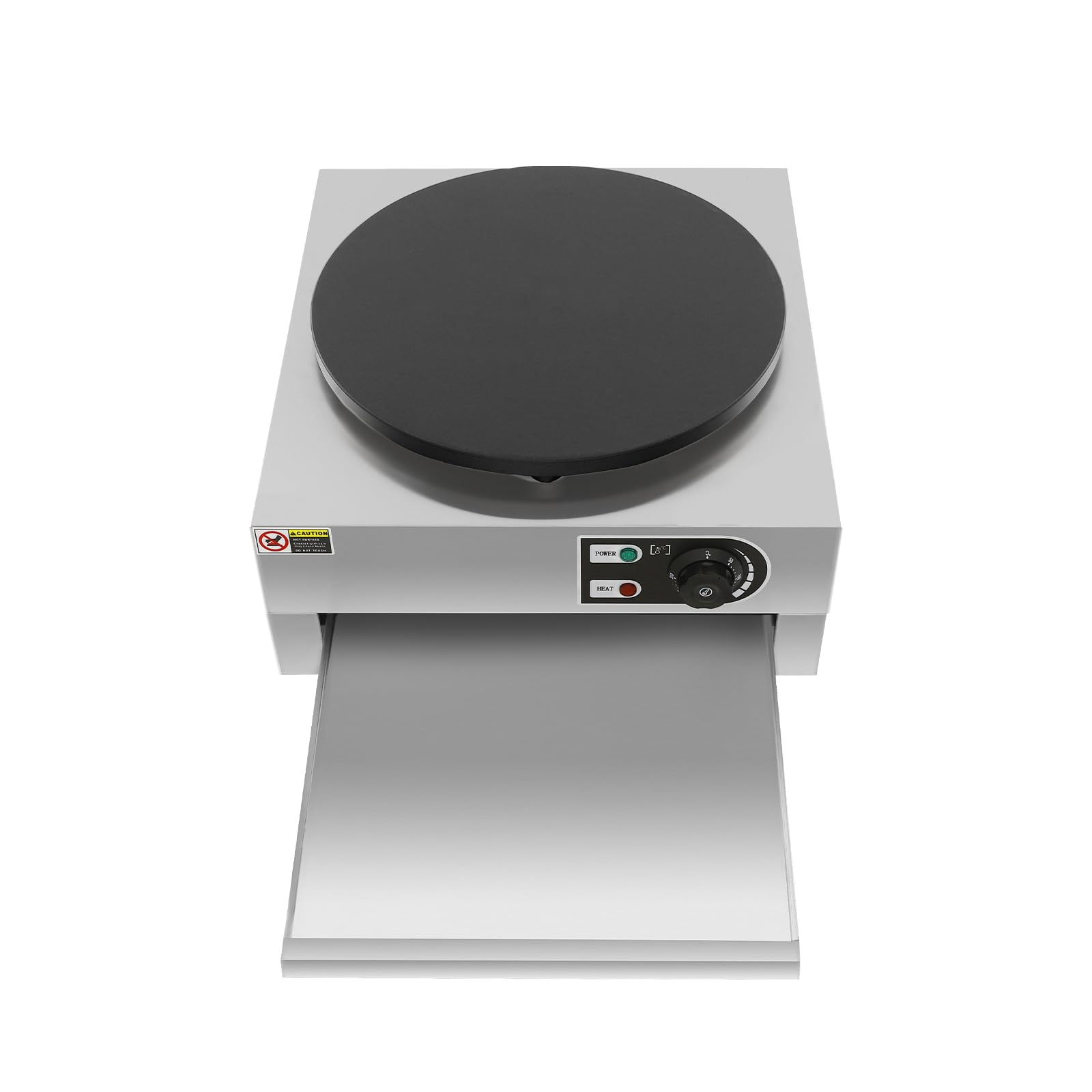 Crepiere - Padella antiaderente da 3 kW, 40 cm, temperatura regolabile, con spatola in legno, 48,5 x 45 x 24 cm, per casa, ristorante, camion