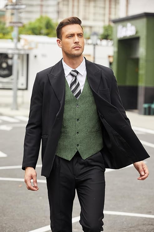 Men's Casual Business Vests Lightweight Waistcoat Slim Fit Suit Vest4