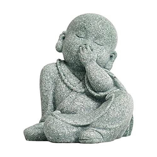 Qianly Figurine de moine statue de bouddha poupées créatives Mini ornements miniatures Sculpture chinoise faite à la main pour bureau jardin table extérieur