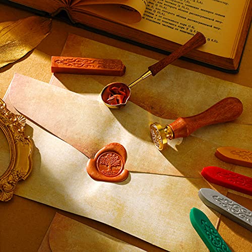 33 Pieces Vintage Paper And Envelopes Set, Including 12 Writing Stationery Paper Letter 12 Envelopes Sealing 6 Wax Sticks Seal Stamp Tea Candles And Wax Spoon For Envelope Stamp #TOP4