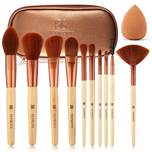 SEPROFE-Makeup-Brushes-10Pcs-Make-Up-Brushes-Set-Premium-Synthetic-Kabuki-Powder-Foundation-Contour-Blush-Concealer-Eye-Shadow-Blending-Liner-Makeup-Brush-Kit-with-Organizer-Bag-and-Makeup-Sponge SEPROFE-Makeup-Brushes-10Pcs-Make-Up-Brushes-Set-Premium-Synthetic-Kabuki-Powder-Foundation-Contour-Blush-Concealer-Eye-Shadow-Blending-Liner-Makeup-Brush-Kit-with-Organizer-Bag-and-Makeup-Sponge