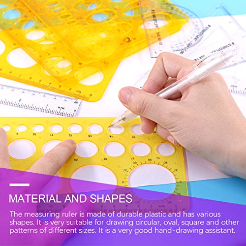 Swpeet Kit de 12 modelos de desenhos geométricos amarelos de plástico, 4 modelos de desenhos geométr