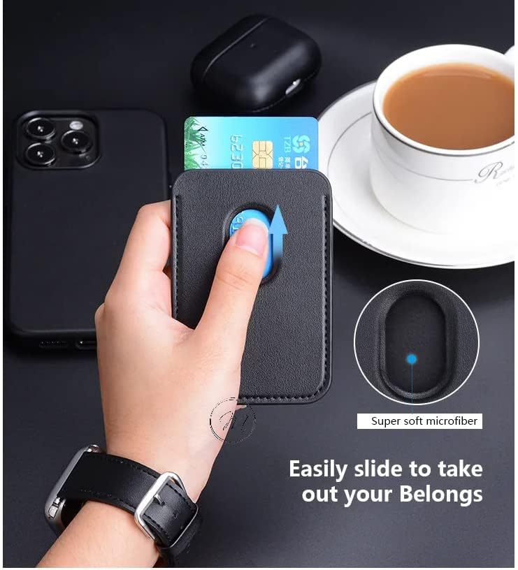 Image of MIDOS Magnetic Card Wallet Holder Designed for MagSafe Compatible with iPhone 17, iPhone 16, iPhone 15, iPhone 14, iPhone 13, iPhone 12 Series Models (Black)