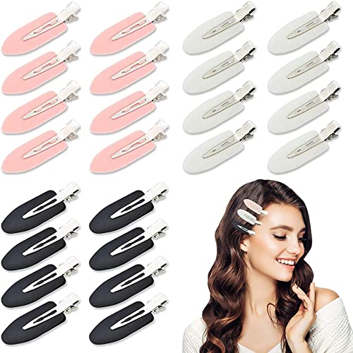 TAVVKE 24 pcs Makeup Hair Clip No Crease Hair Clip No Bend Hair Clips Curl Pin Clips for Bangs Finger Waves Makeup Application Hairdressing Hairpins for Hair (Black, White, Pink)