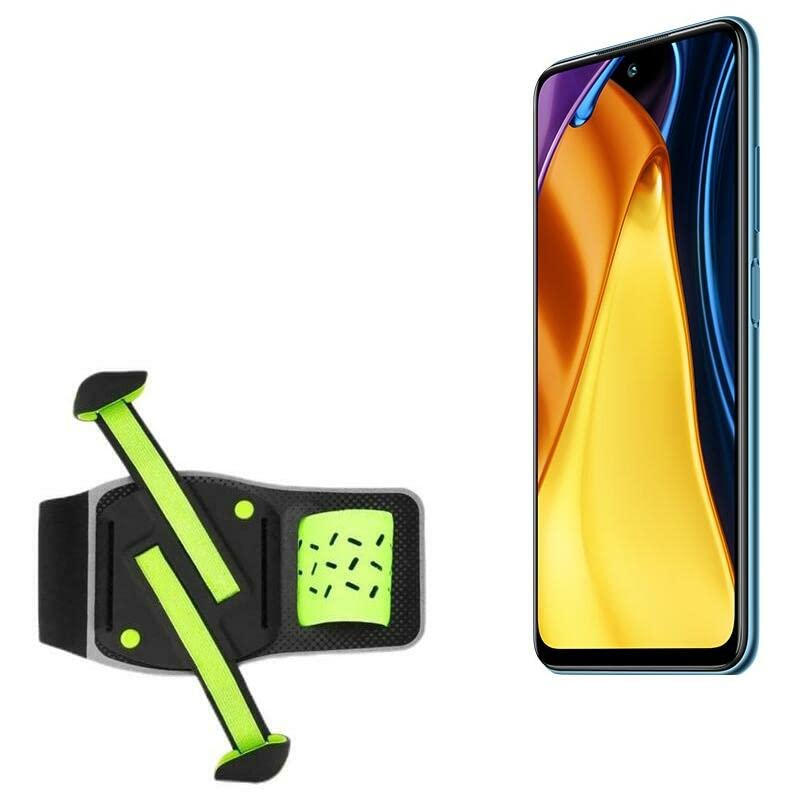BoxWave Holster Compatible with Poco Xiaomi M3 Pro 5G - FlexSport Armband, Adjustable Armband for Workout and Running - Stark Green