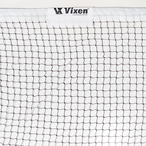 Image of Vixen Premium Badminton Net with Steel Wire Cable | Heavy Duty Nylon Tournament Net with Reinforced White Tape | Indoor & Outdoor