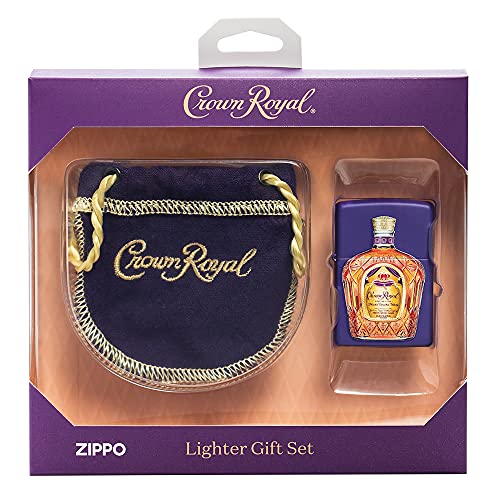 Zippo Crown Royal Texture Print Purple Matte Pocket Lighter And Pouch Gift Set #TOP1