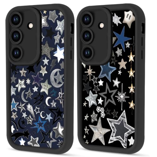 Coque Samsung Galaxy A26 5G Y2K Star Funda - Lot de 2 protections souples noires motif étoiles