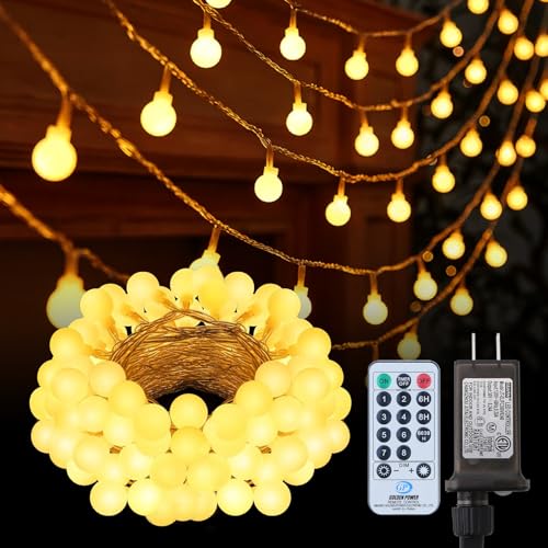 Dailyart Globe String Lights, 100Led 59FT Waterproof Fairy Lights Plug in 8 Modes with Remote Control, Brightness Adjustable &Timing String Lights Indoor Outdoor, Fairy Lights for Bedroom, Warm White