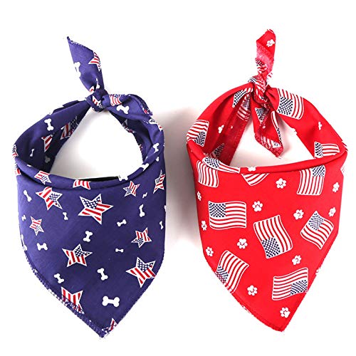 Dog Bandana,Christmas Dog Bandana Dog Halloween Bandana Forth of July Bandana Dog Bandana Large American Flag Dog Bibs Scarf for Small, Medium, Large Sized Dogs Boy or Girl 2 Pack