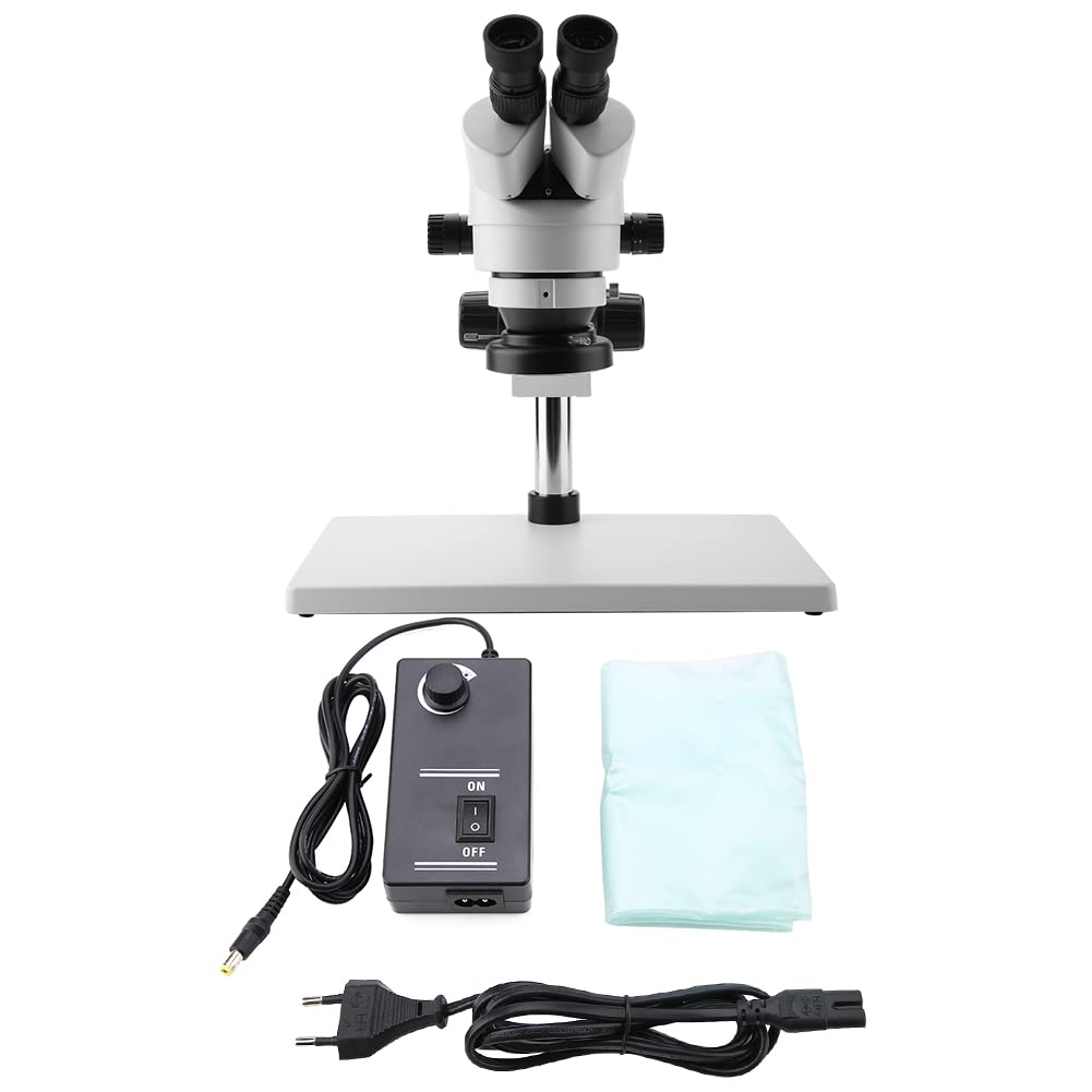 Microscopio Estéreo Binocular ,Visión Binocular Ajustable Microscopio con Zoom Binocular de Larga Distancia para Arqueología de Joyería(Enchufe de la UE)