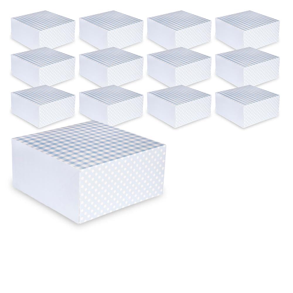 ‎Anniversary House Blue 12Pk 10-Inch Cake Boxes, Gingham And Polka Dot Print, 1-Pack, Strong, Sturdy,12.7 X 26 X 26 Cm, J164amz