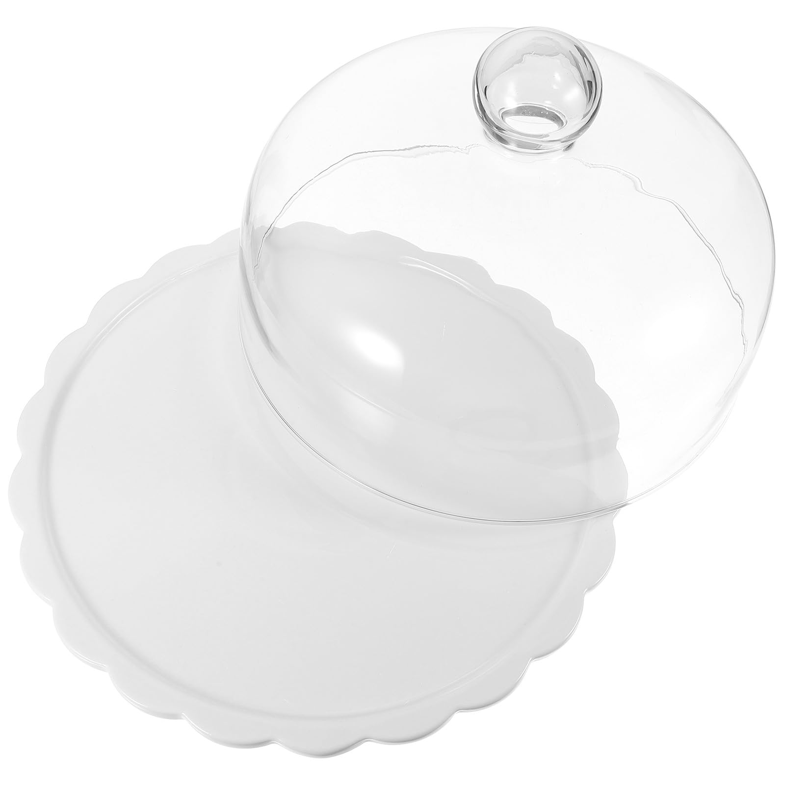 ibasenice Alzata per Esposizione Dolci con Cupola in Vetro Trasparente per Torta in Rotondo Resistente con Design Delicato per Feste e Matrimoni