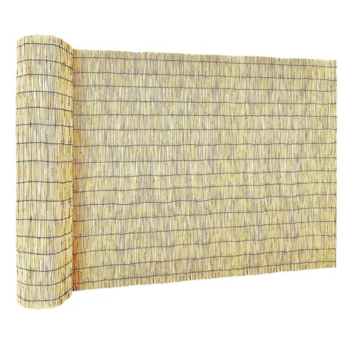 Valla Natural Cañizo para Ocultación Decoración de Ambientes, Cerca de Cañas Exterior Valla Bambú Rollo de Caña de Bambú, Protector Visual Privacidad para Balcón Jardín Patio(Natural,H1.4 x L8m)