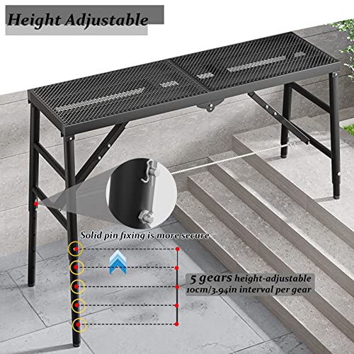Yyobk Portable Scaffolding Equipment, Step Ladders Multipurpose Folding Work Platform Scaffold Tower Stool Bench Adjustable Height, Galvanized Steel Welding, 900 Lbs Maximum Load (Size : 180Cm) #TOP5