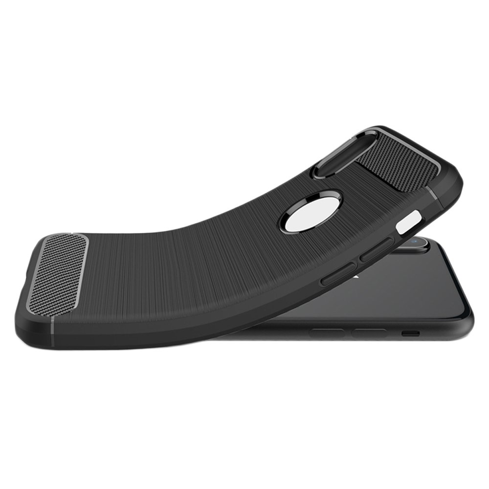 ebestStar - Cover Compatibile con iPhone X, iPhone XS Custodia Silicone Gel Design Fibra di Carbonio Metallico Bordi Rinforzati, Nero + Vetro Temperato [Apparecchio: 143.6 x70.9 x7.7mm, 5.8