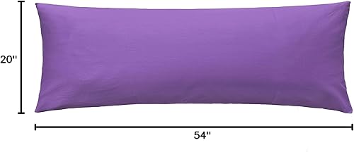 Miniatura 6 de iMaylex Funda de almohada suave 100% algodón egipcio con cremallera, acogedora y ligera, fácil cuidado, morado, cuerpo, 20 x 54 pulgadas
