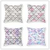 Funda Cojin 60x60 Lavanda Rosa Grisácea Funda Cojin Algodón y Lino Cojines Sofa Transpirabilidad Fuerte Fundas Cojines con Cremallera Oculta para Sofá Dormitorio Sala de Estar 4 Pieces