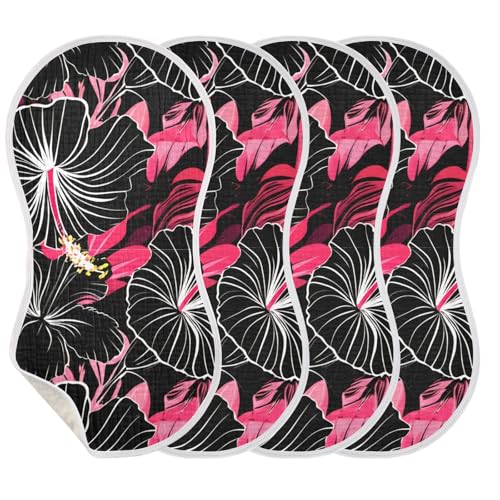 Hibiscus Tropical Black Burp Cloths for Babies Burp Rag Cotton Spit Up Rag for Newborns Babies Girls3