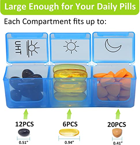 Image of Zollyss Weekly Pill Organizer 3 Times A Day - 7 Day Pill Box - Non-BPA Food Grade Plastic - Lightweight and Travel Friendly - Ideal Pill Case for Supplements, Vitamin, Medication