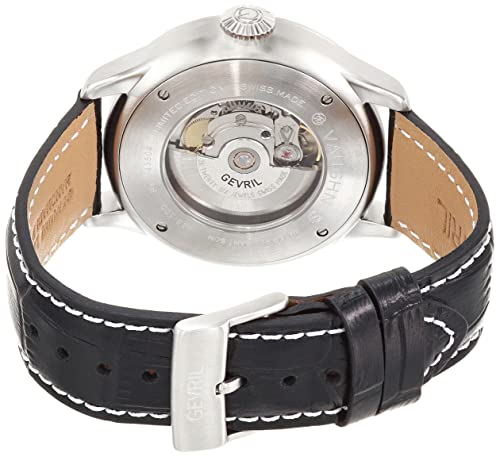 Gevril 43504-01 Men's Vaughan Swiss Automatic Watch, Genuine Italian Black/White Stitching Leather Strap3