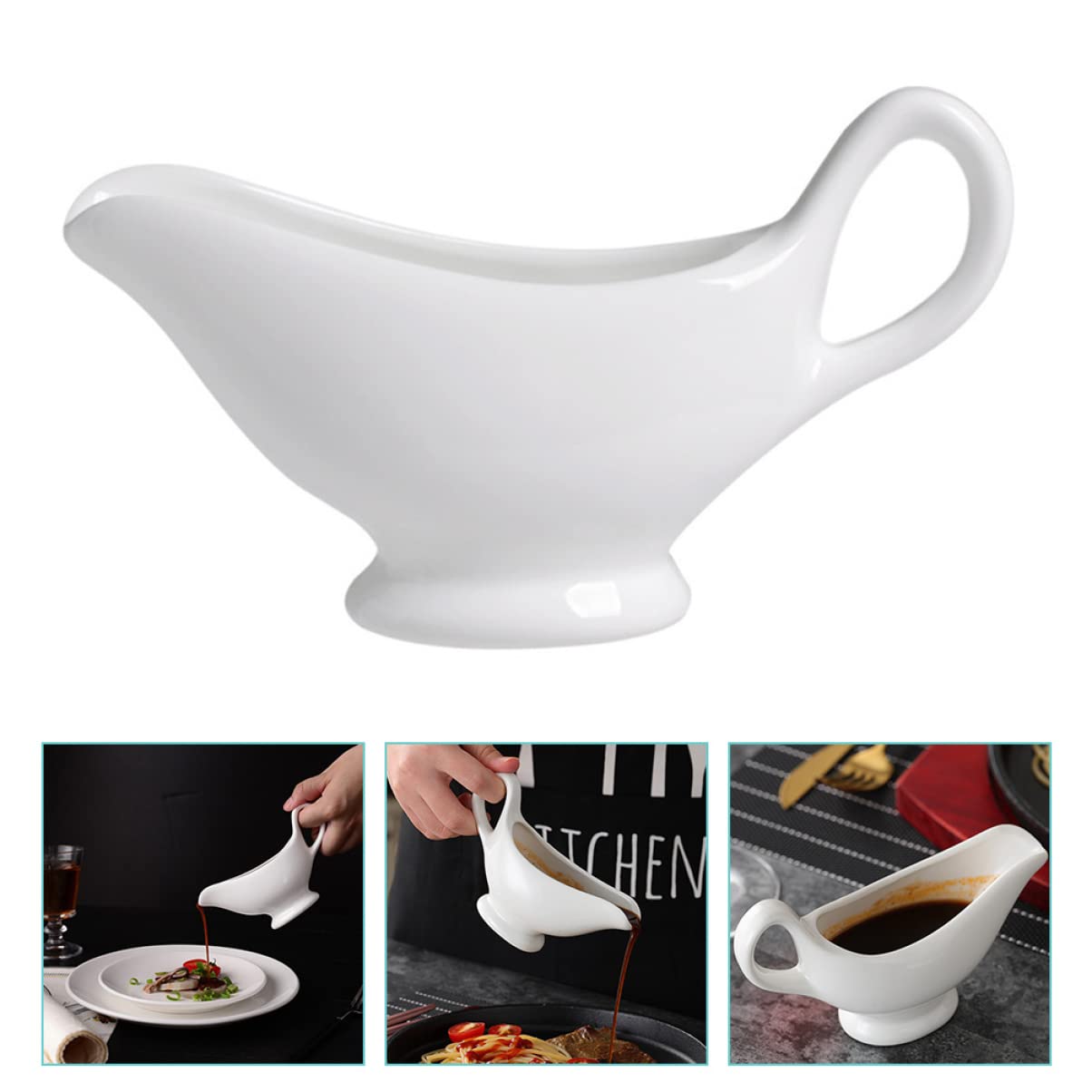 CHILDWEET Gravy Supply Ceramic Sauce Boat Mini Gravy Sauce Boat for Hotels Restaurants