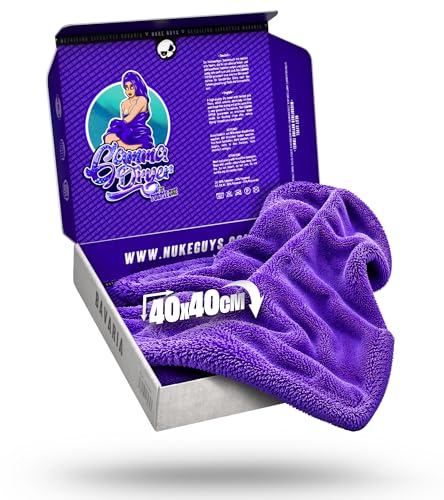 Nuke Guys Auto Trockentuch extrem saugstark & lackschonend | Gamma Dryer S 40x40cm Lila | 1400 GSM Mikrofaser Tuch zum effizienten Trocknen nach der Autowäsche | Mikrofasertuch