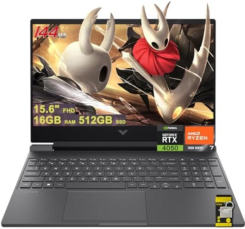HP Victus 15 Gaming Laptop 15.6" FHD IPS 144Hz AMD 6-core Ryzen 7 7445HS 16GB RAM 512GB SSD GeForce RTX 4050 Backlit USB-C DTS:X Ultra Wi-Fi 6 Win11 ICP Hub