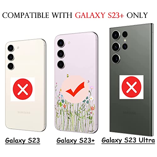 Funda Galaxy S23 Plus抗震防摔透明手机壳带凹凸立体花束花纹 7