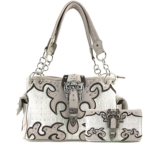 Justin West Concealed Carry Western Buckle Duo Color Shoulder Handbag Purse