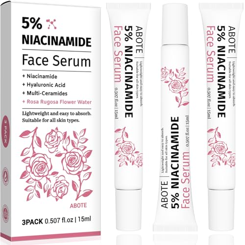 Travel Skincare 5% Niacinamide Serum with 5% Damascus Rose Water for Face Deep Hydration, Soothes Skin, Enhances Elasticity (3 Pack 0.507 fl.oz | 15ml) 5% Niacinamide Rose Serum (Fragrance F