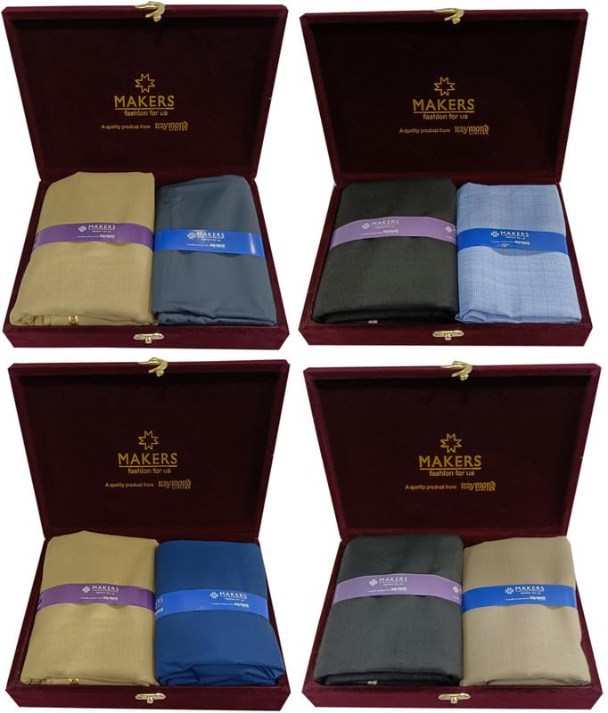 Fabrics Men's Cotton Shirt and Trouser Unstitched Fabric Set of 4 - Velvet Gift Pack (Multicolour_Free Size) 10-image-35