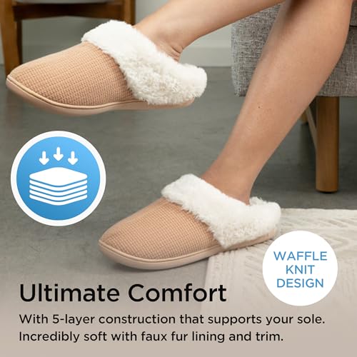 Brookstone Classic Comfort Memory Foam Indoor Slippers - Women's Memory Foam Cozy Slippers - Soft Plush, Non-Slip Sole3