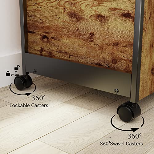 Eureka Ergonomic File Cabinet 2 Drawers, Rolling File Cabinet With Bag For Home Office, Under Desk Rolling File Cabinet, Wood Filing Cabinet, Printer Stand With Storage, Rustic Brown #TOP6
