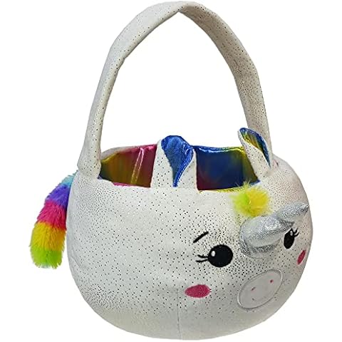 Easter Clearance! Plush Easter Unicorn Basket Easter Egg Hunting Basket Cover