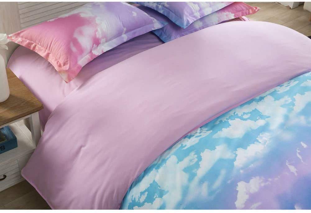 Loussiesd Cloud Sky Duvet Cover Set for Girls Rainbow Bedding Set Kids Comforter Cover Cute Lightweight Soft Pink and SkyBlue Bedroom Decor Lovely Teens Bedspread Cover Single Size Zipper - Image 3