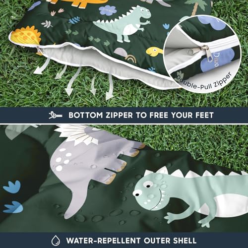 Wake In Cloud - Bolsa de Dormir Infantil para Niños, Ligera y Compacta para Camping en 3 Estaciones, Diseño Dinosaurio Jurásico miniatura 6