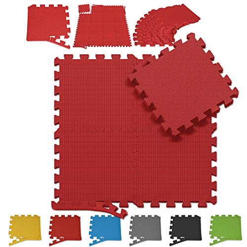 Physionics Bodenmatte - 1m2-6m2, 16-96 Teilen, Puzzleteilmaße 26x26x1,2 cm, Eva-Schaumstoff, Farbwahl - Puzzlematten, Sportmatte, Bodenschutzmatten, Schutzmatte, Spielmatte für Fitness