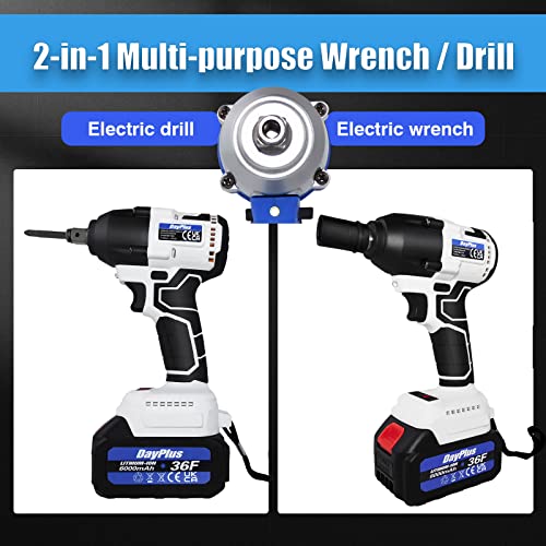 Akku-Schlagschrauber Akkuschrauber bürstenlosem Motor, 2x 6.0Ah Akkus, 4 Stück Steckschlüssel, 12 Bohrer, 420N.m… – Bild 4