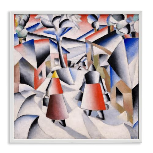 Abstract Village After Snowstorm, 24 x 24 Inch Framed Giclée Print
