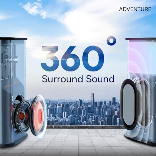 Image of HAPIPOLA Adventure Bluetooth Speaker Immersive Audio | Portable | Type c Charging | Built in mic | TWS Pairing Support | dustproof | handfree Calling | RGB Light | Light Weight 6 Hours Playback