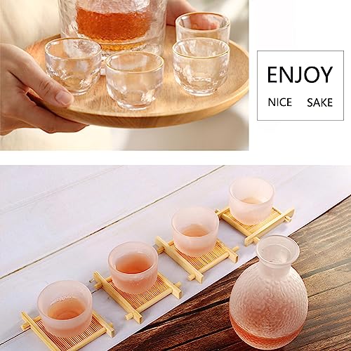 Japanese Sake Sets Include 1 Sake Pot + 4 Sake Cups + 1 Bowl Tokkuri Bottle Ochoko Cups Decanter Carafe Set Glass Gifts For Saki Lover Party (Snow White) #TOP3